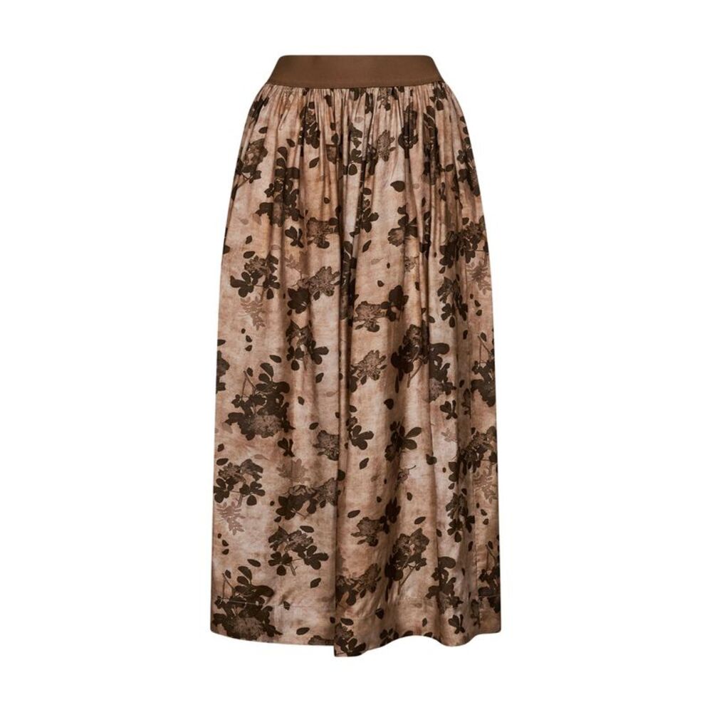Uma Wang Women Tan And Brown Floral Moulay Gillian Midi Skirt
